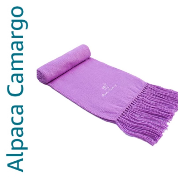 PURPLE ALPACA CAMARGO PURPLE FRINGED SCARF - Picture 2 of 10